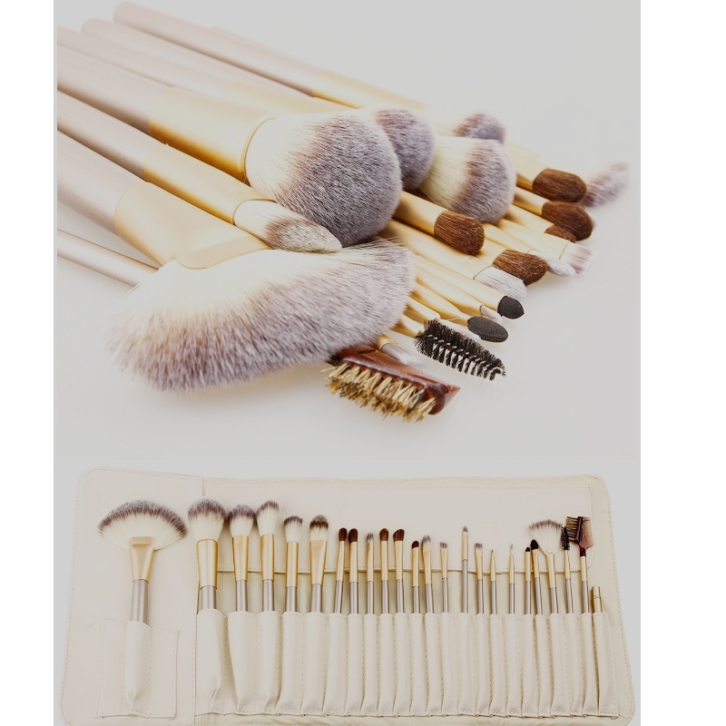 BEALUXUR Set di pennelli per trucco professionale Champagne 24 pezzi per uso professionale e domestico o kit regalo - bianco